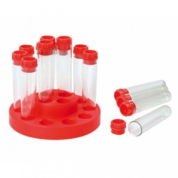 Eprubete in stativ – set 14 buc